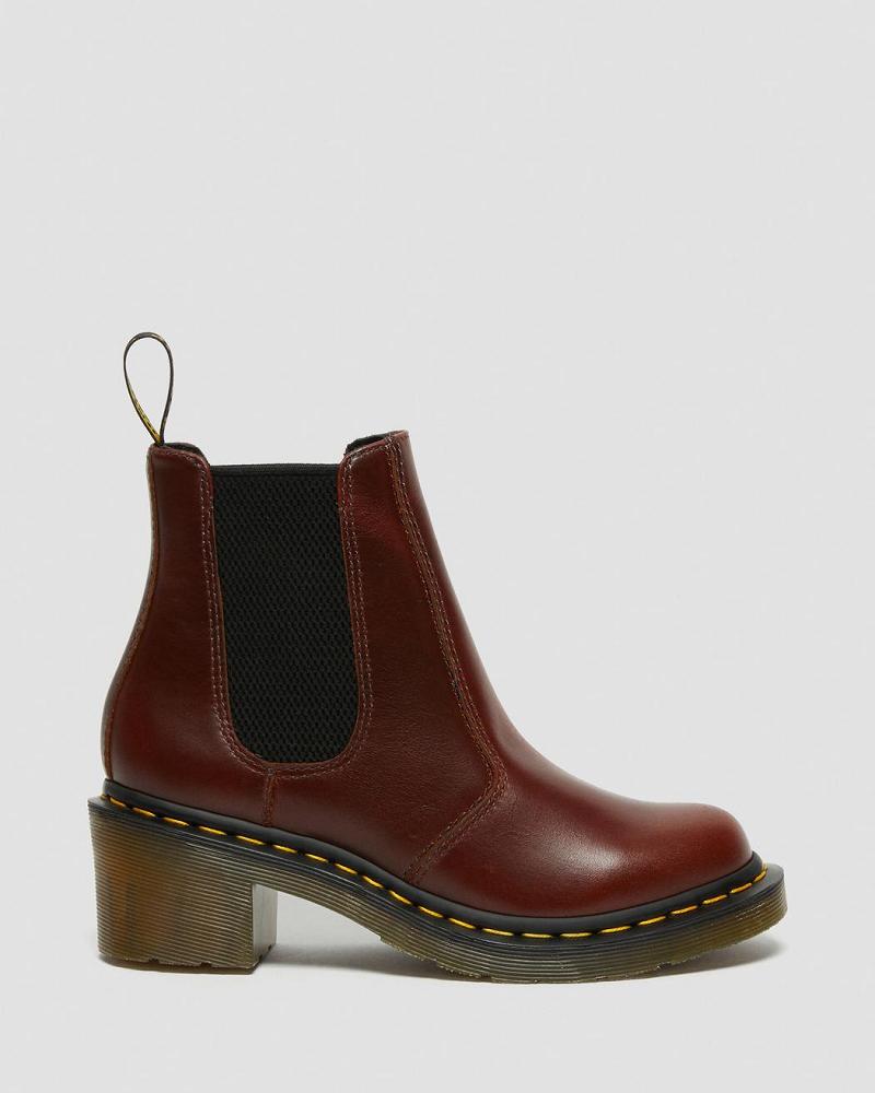 Dr Martens Cadence Leren Hak Enkellaars Dames Bruin | NL 716NWY